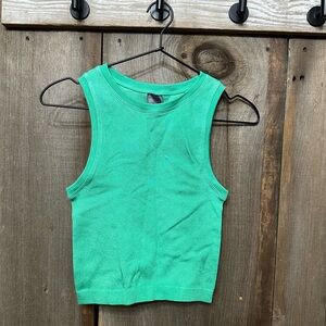 Express Body Contour Seamless Ribbed High Neck Tank in Green Size Small / Medium
